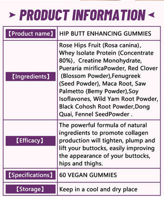 Marca privata Vegan gommose pillole gluteiche per la formazione del corpo femminile 36 mesi di durata