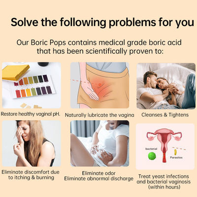 Ristabilire l'equilibrio del pH vaginale con 600 mg/pcs di Yoni Pops e supposte di acido borico